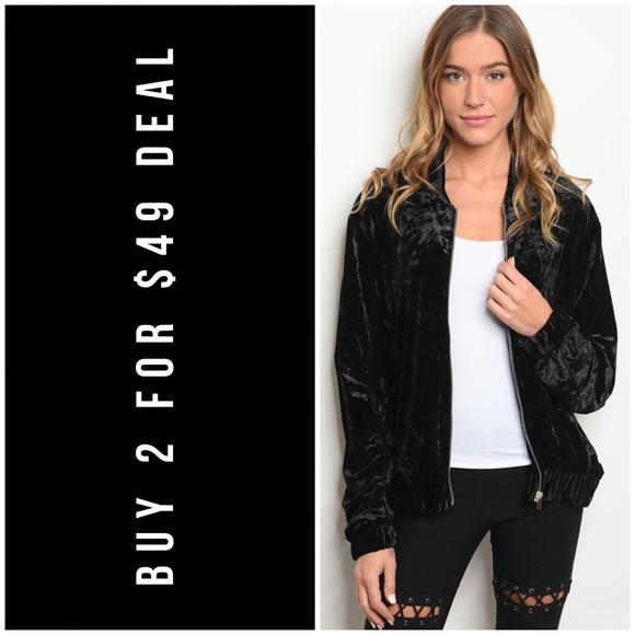 143rd Style Haus Jackets & Blazers - BLACK CRUSHED VELVET JACKET